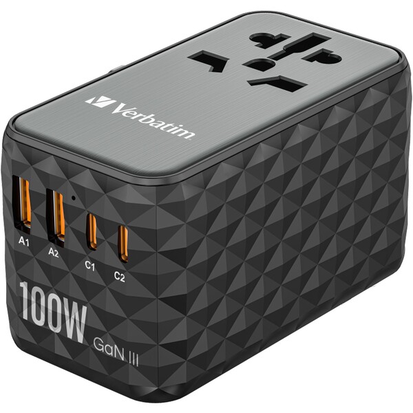E-shop VERBATIM Univerzálny cestovný adaptér UTA-06 GaN III, 100W