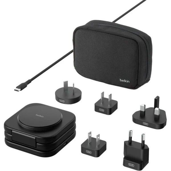 Belkin BOOST CHARGE PRE Qi2/MagSafe 3v1 bezdrôtová skladacia cestovná nabíjačka čierna - Nabíjačky - Obrázok IAYP000K01