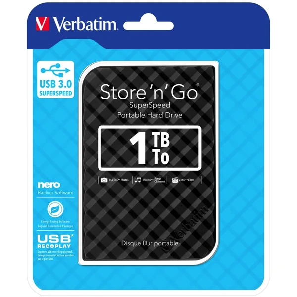 VERBATIM Store 'n' Go HDD 1TB USB 3.0 SuperRYCHOTADIS_Kd GEN2 čierny - Pevné disky - Obrázok IBL8700301