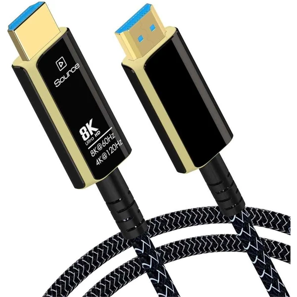 PremiumCord HDMI 2.1/HDMI 2.1 optický kábel s ethernetom 8K 20m čierny/biely - Káble a redukcie - Hlavný obrázok