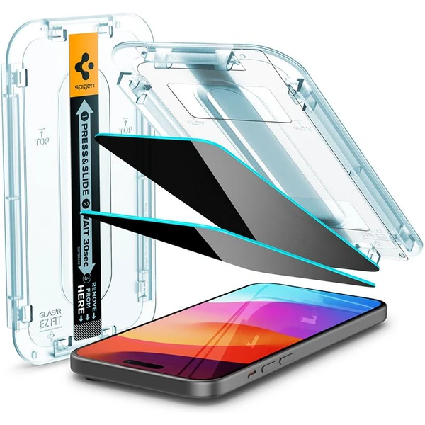 Spigen Glass tR EZ Fit Privacy 2 Pack tvrdené sklo iPhone 16 Plus/15 Plus číre - Ochranné fólie a sklo - Hlavný obrázok