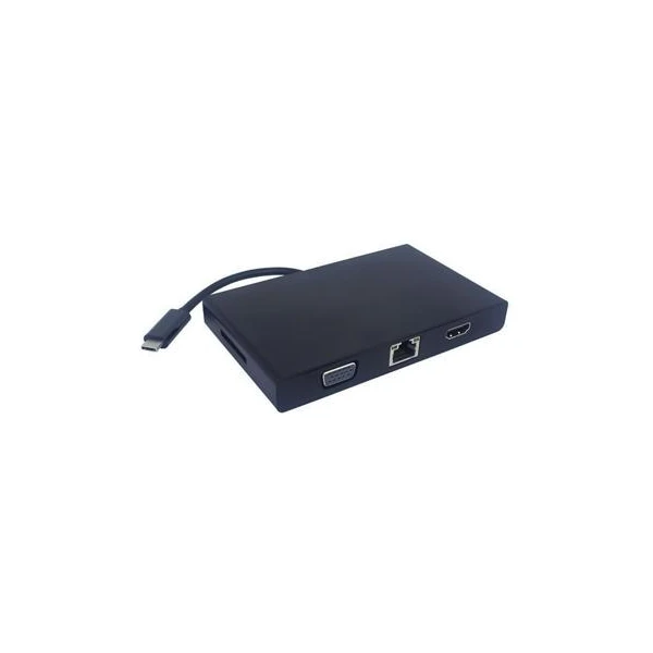 PremiumCord Prevodník USB-C na RJ45, HDMI, VGA, USB3.0, SD, audio, PD charge - Dokovacie stanice - Hlavný obrázok