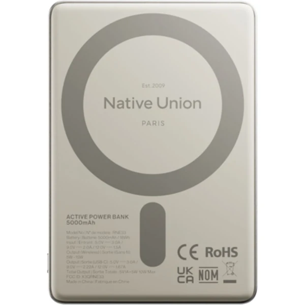 Native Union Active MagSafe powerbanka 5000mAh strieborná - Powerbanky - Obrázok ICDE000O01