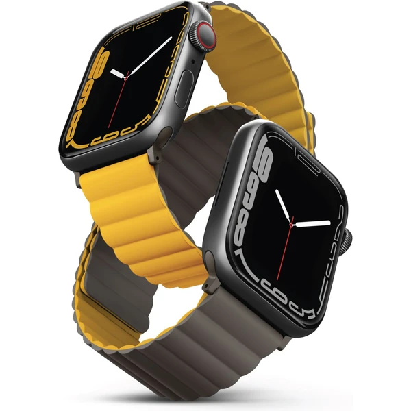 UNIQ Revix obojstranný remienok pre Apple Watch 49/46/45/44/42mm Mustard (Horčicový/Khaki) - Remienky - Hlavný obrázok