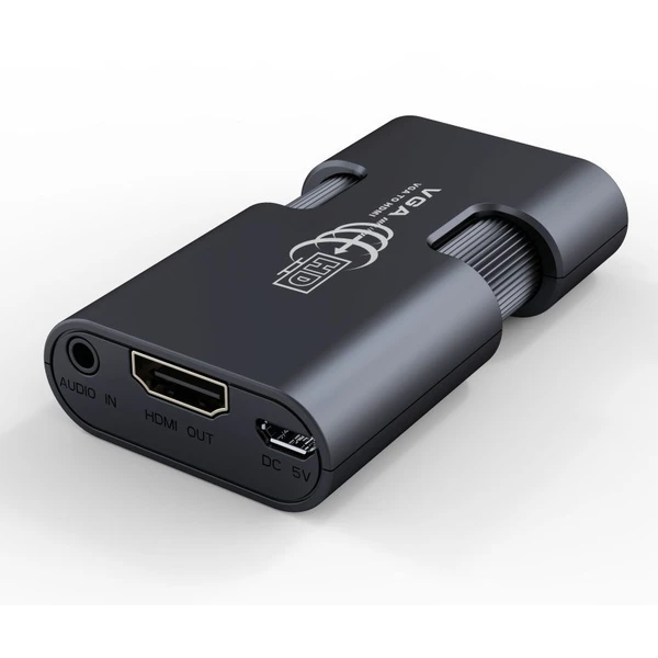 PremiumCord VGA + 3,5mm -> HDMI elektronická redukcia čierna - Káble a redukcie - Obrázok IDSU000501