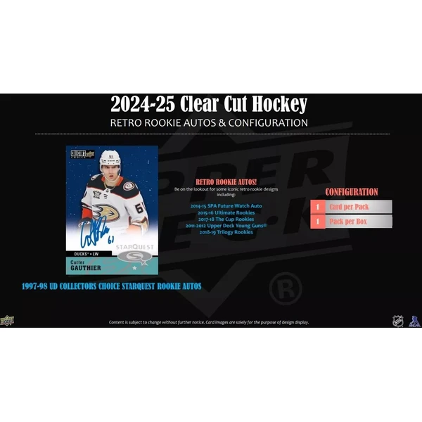 Hokejové karty 2024-25 Upper Deck Clear Cut Hockey Hobby Box - Hokejové karty - Obrázok IDUG000K01