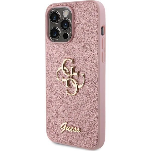 Guess PU Fixed Glitter 4G Metal Logo kryt iPhone 15 Pro Max ružový - Puzdra - Obrázok IEX4000701