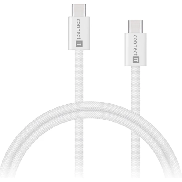 CONNECT IT Wirez USB-C/USB-C napájací kábel 60W 1m biely - Káble a redukcie - Hlavný obrázok