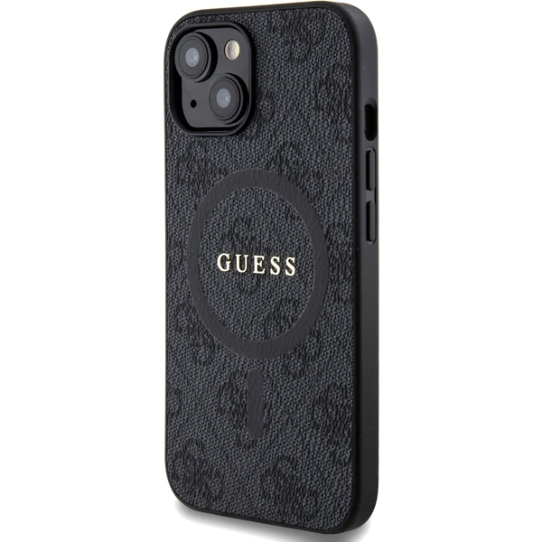 Guess PU Leather 4G Colored Ring MagSafe kryt iPhone 15 čierny - Puzdra - Obrázok IG72000N01
