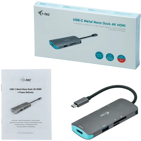 i-tec USB-C Metal Nano Dock - Dokovacie stanice - Obrázok IMPN200401