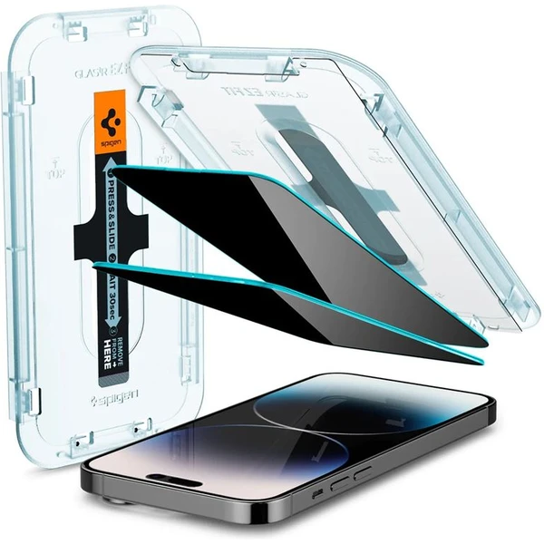 Spigen Glass EZ Fit Privacy 2 Pack ochranné sklo iPhone 14 Pro - Ochranné fólie a sklo - Hlavný obrázok