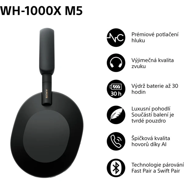 Sony WH-1000XM5 bezdrôtové slúchadlá čierna - Slúchadlá - Obrázok IT2H000K01