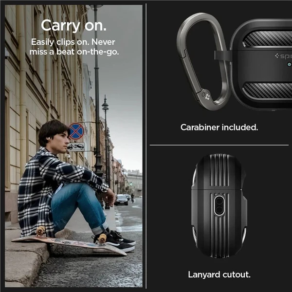 Spigen Rugged Armor puzdro pre AirPods Pro 2 čierne - Puzdra - Obrázok IVK0000N01