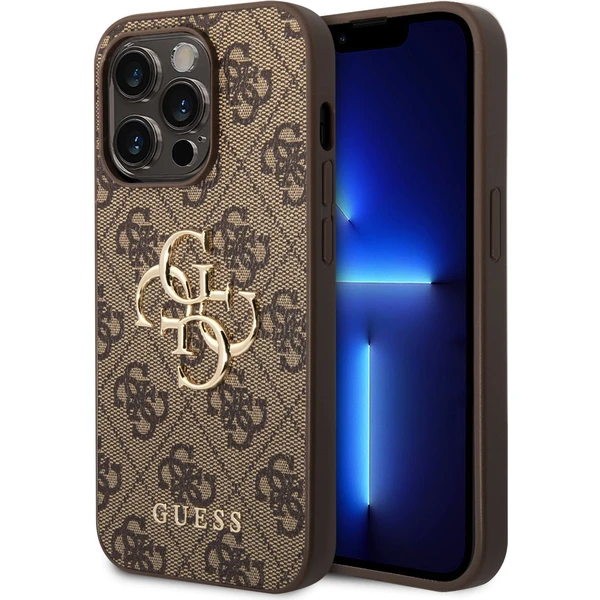 Guess PU 4G Metal Logo kryt iPhone 15 Pro Max hnedý - Puzdra - Hlavný obrázok