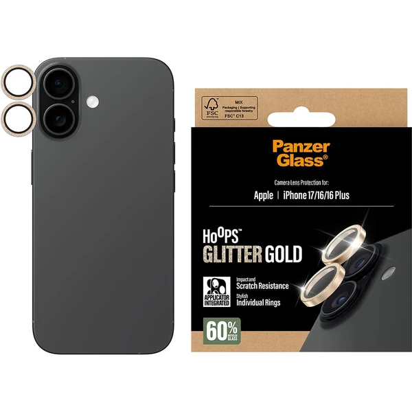 PanzerGlass® Hoops skla Apple iPhone 17/16/16 Plus trblietavo zlaté - Ochranné fólie a sklo - Obrázok IYEH000K01