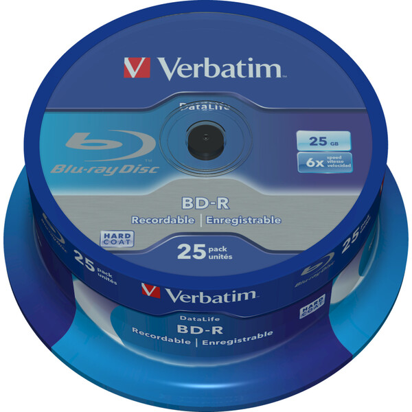 E-shop VERBATIM BD-R SL Datalife (25 ks) Blu-Ray/Spindle/6x/25GB