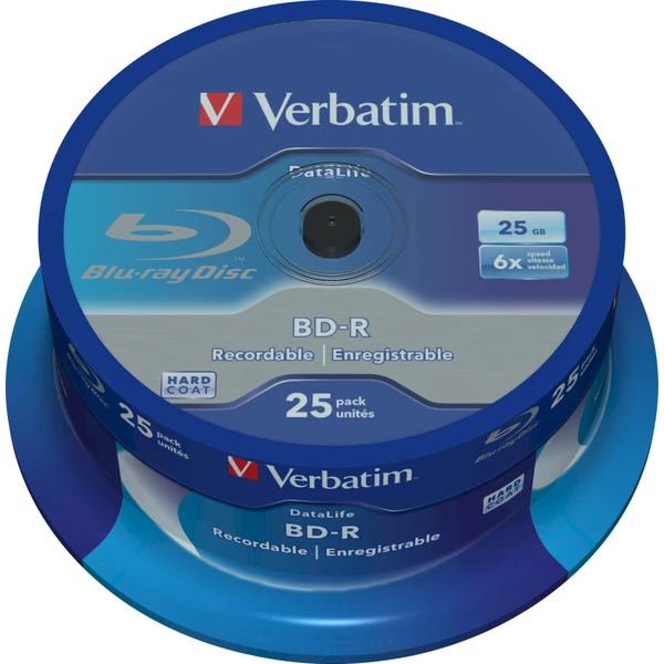 VERBATIM BD-R SL Datalife (25 ks) Blu-Ray/Spindle/6x/25GB - Optické disky - Hlavný obrázok
