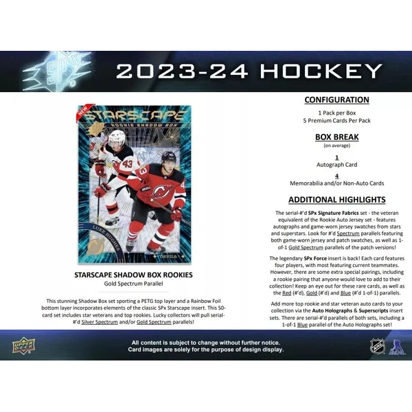 Hokejové karty 2023-24 Upper Deck SPx Hockey Hobby Box - Hokejové karty - Obrázok J0U6000P01