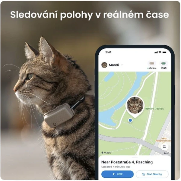 Tractive GPS CAT Mini tracker polohy a aktivity pre mačky hnedý - GPS Moduly - Obrázok J1L5000J01