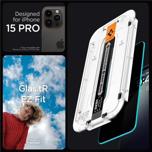 Spigen Glass tR EZ Fit Privacy 2 Pack tvrdené sklo iPhone 15 Pro číre - Ochranné fólie a sklo - Obrázok J1Z8000601