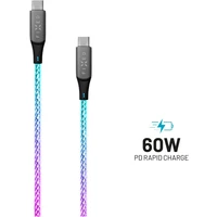 FIXED USB-C/USB-C svietiaci napájací kábel 60W 1,2m dúhový - Káble a redukcie