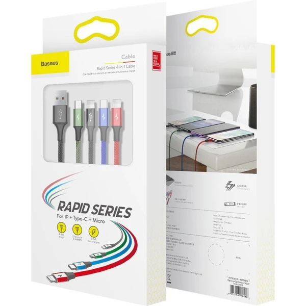 Baseus Fast 4v1 napájací kábel 1,2m čierny - Káble a redukcie - Obrázok J2RR000501