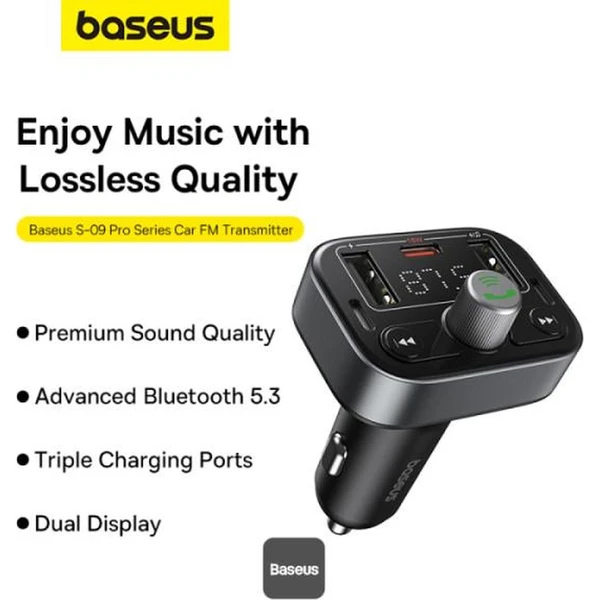 Baseus S09 Pro FM transmitter čierny - FM Transmittery - Obrázok J32R000K01