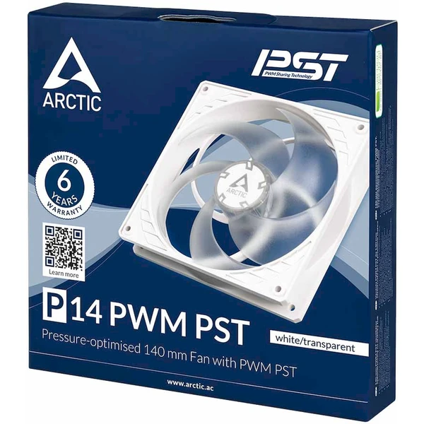 Arctic P14 PWM PST bielo-priehľadný - Ventilátory pre PC - Obrázok J33B000L01