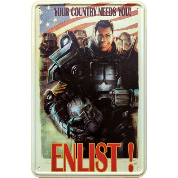 Kovová ceduľa Fallout - Enlist!