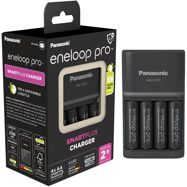 Panasonic Eneloop KJ55HCD40E nabíjačka batérií AA/AAA + 4x AA nabíjacia batéria 2500 mAh - Nabíjačky - Hlavný obrázok