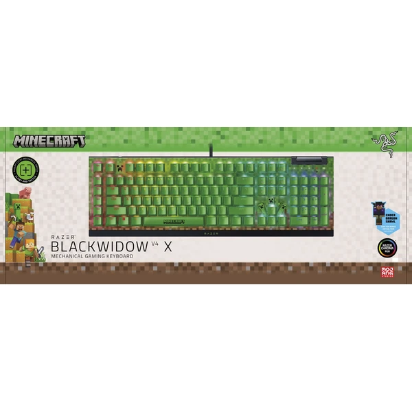 Razer BlackWidow V4 X Green Switch Minecraft Ed. herná klávesnica (US) čierna - Klávesnice - Obrázok J3QD000J01