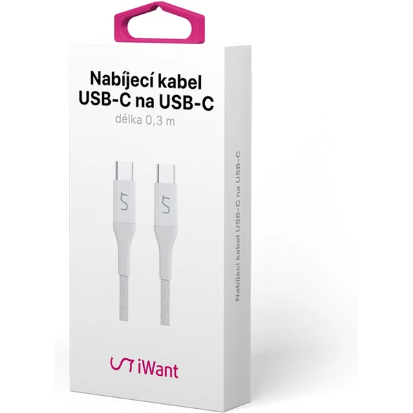 iWant USB-C/USB-C napájací kábel 18W 0,3 m biely - Káble a redukcie - Obrázok J3U6000P01
