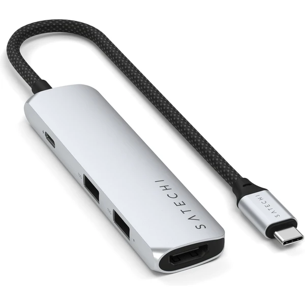 Satechi 4v1 USB-C Slim viacportový adaptér 4K strieborný - USB huby - Obrázok J3UB000P01
