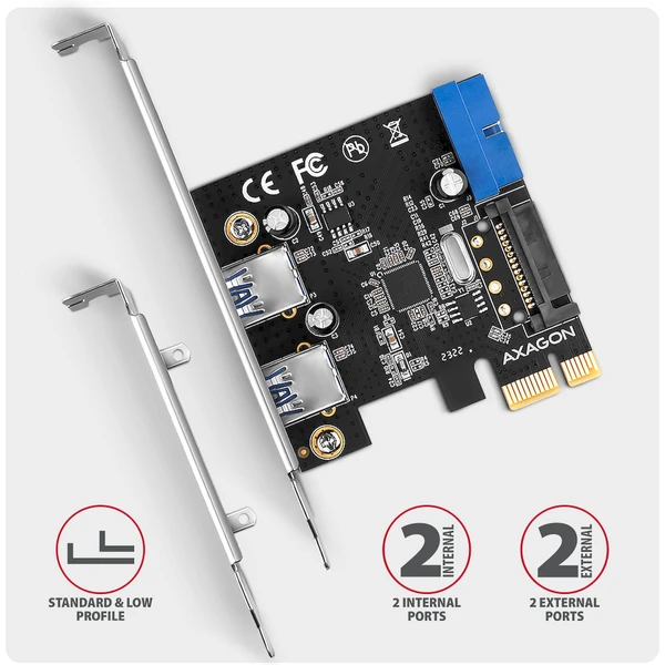 AXAGON PCEU-232RS Pcle radič 2+2x USB 3.2 Gen 1 - Radiče - Obrázok J44D000L01