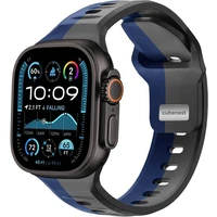 CubeNest Premium Silicon Band remienok Apple Watch 42-49 mm sivý/tmavo modrý - Remienky