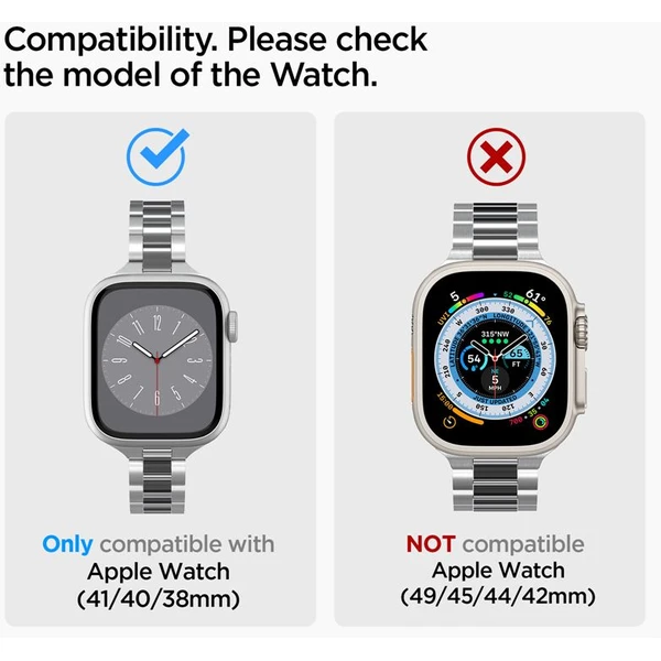 Spigen Modern Fit 316L remienok Apple Watch 42/41/40/38mm strieborný - Remienky - Obrázok J6D5000L01