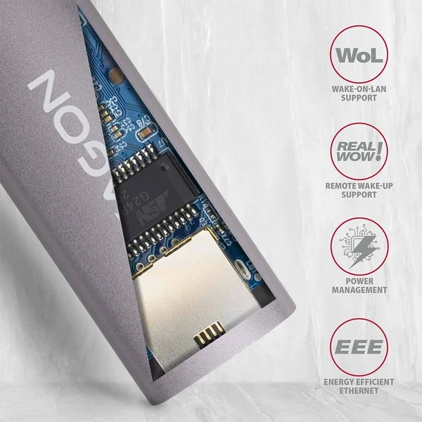 AXAGON ADETR USB A 3.2 Gen 1 Gigabit Ethernet sieťová karta auto inštal titánovo šedá - Sieťové karty - Obrázok J73V000501