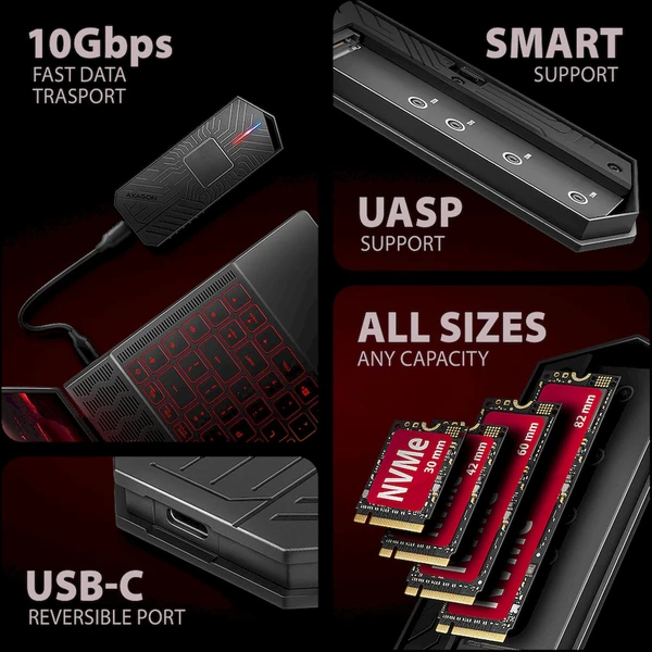 AXAGON EEM2-GAM externý SSD disk čierny - Externé boxy - Obrázok J74D000L01
