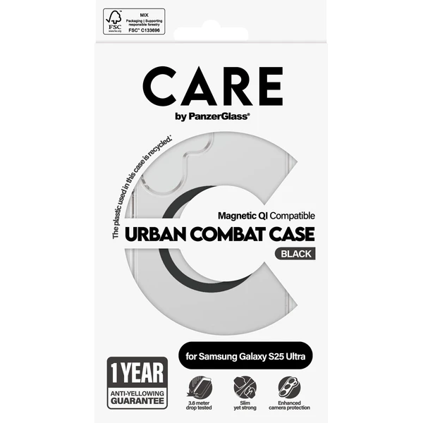 PanzerGlass® CARE kryt Samsung Galaxy S25 Ultra Urban Combat číry/čierny QI - Puzdra - Obrázok J7FC000J01