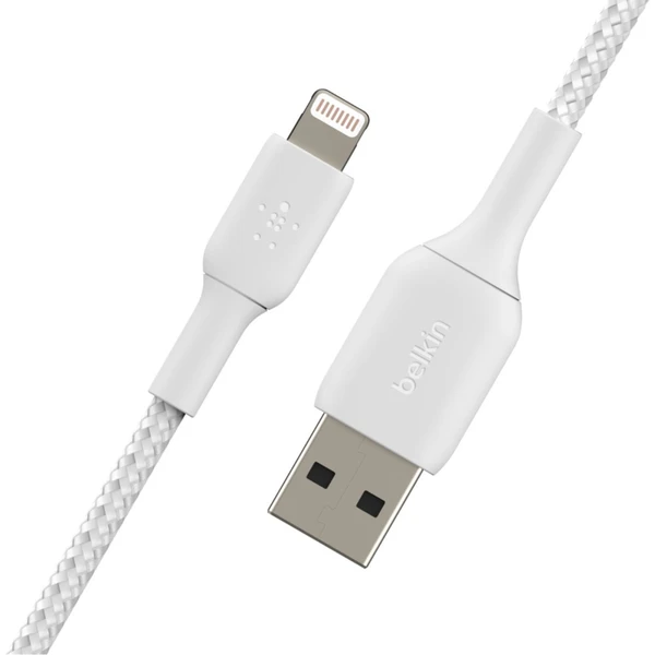 Belkin BOOST Charge Braided Lightning/USB-A odolný kábel, 3m, biely - Káble - Obrázok J899400301