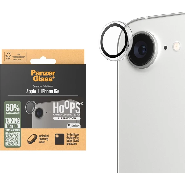 PanzerGlass® Hoops® Apple iPhone 17e/16e priehľadný ochranný krúžok na objektív fotoaparátu - Ochranné fólie a sklo - Obrázok J8GD000J01