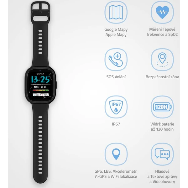 LAMAX WatchY4 Plus detské hodinky čierne - Inteligentné hodinky - Obrázok J929000P01