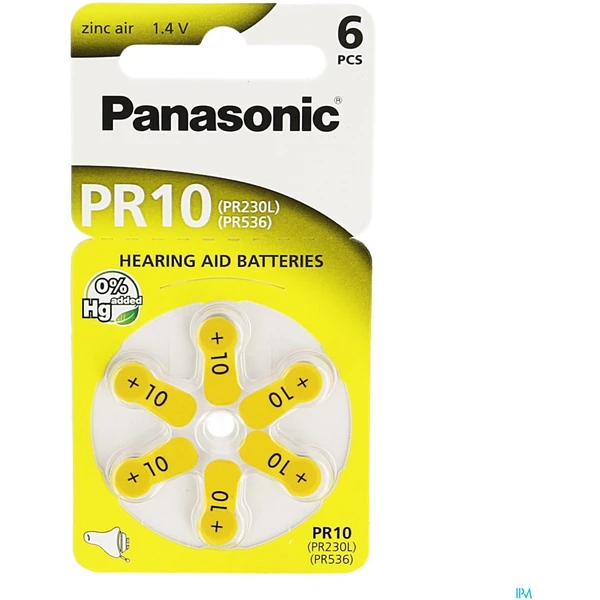 Panasonic PR230 (PR10) zinkovzduchová batéria do načúvadiel (6ks) - Batérie - Hlavný obrázok