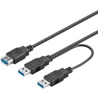 PremiumCord USB-A/USB-A napájací kábel 0,3m čierny - Káble a redukcie
