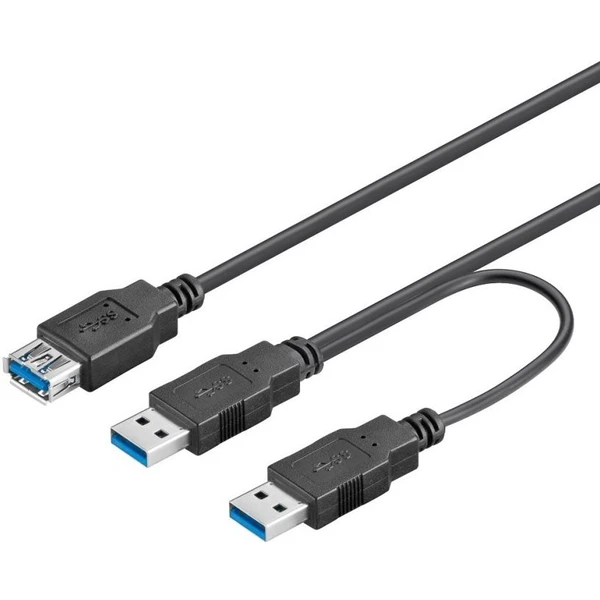 PremiumCord USB-A/USB-A napájací kábel 0,3m čierny - Káble a redukcie - Hlavný obrázok