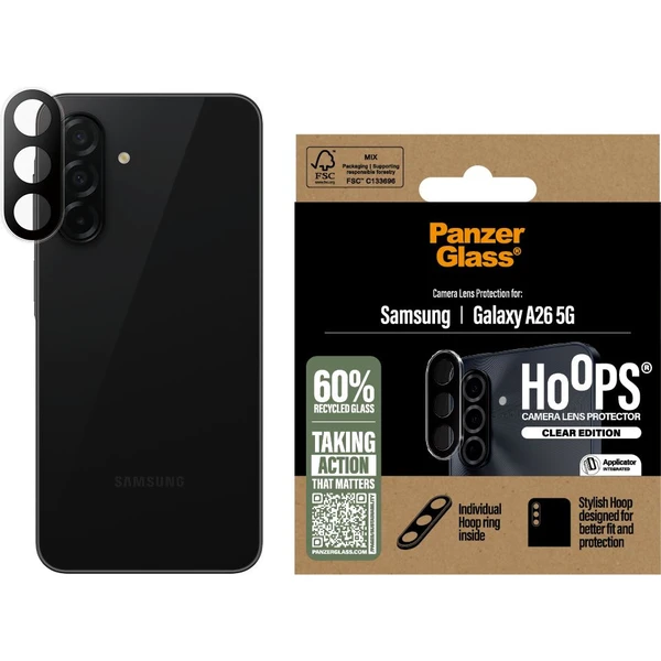 PanzerGlass® Hoops® Samsung Galaxy A26 5G číre ochranné krúžky pre šošovky fotoaparátu - Ochranné fólie a sklo - Obrázok JAUC000K01