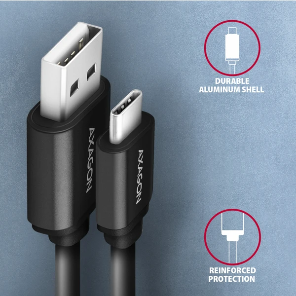AXAGON TWISTER USB-C/USB-A napájací kábel 0,6 m čierny - Káble a redukcie - Obrázok JBD0700301