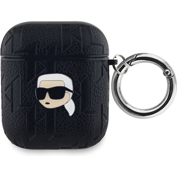 Karl Lagerfeld PU Embossed Karl Head púzdro pre AirPods 1/2 čierne