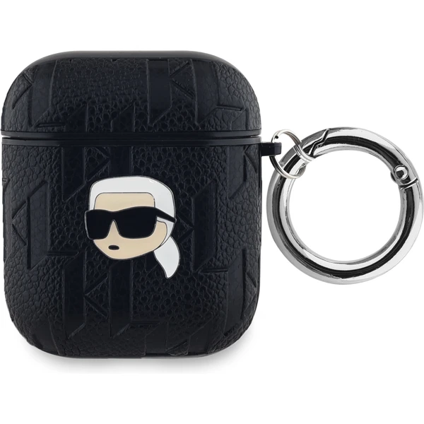 Karl Lagerfeld PU Embossed Karl Head púzdro pre AirPods 1/2 čierne - Puzdra - Hlavný obrázok