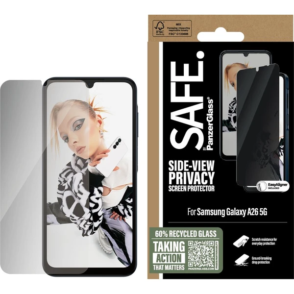 PanzerGlass® SAFE Privacy sklo Samsung Galaxy A26 5G - Ochranné fólie a sklo - Obrázok JBUC000K01